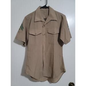 DSCP Marine Men's Poly/Wool Khaki Short Sleeve Shirt Size: (15) #A6a